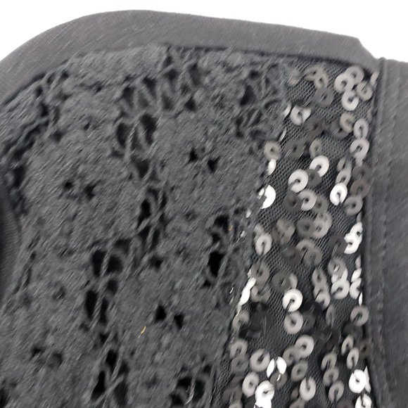 Style & Co Women's 2X Black Henley Style Sequined Lace Crochet Shirt Top Blouse - Picture 4 of 12